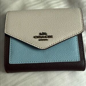 Coach Women's Blue and Brown Leather Wallet